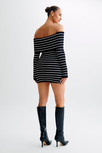Dominica Off Shoulder Knit Mini Dress - Black